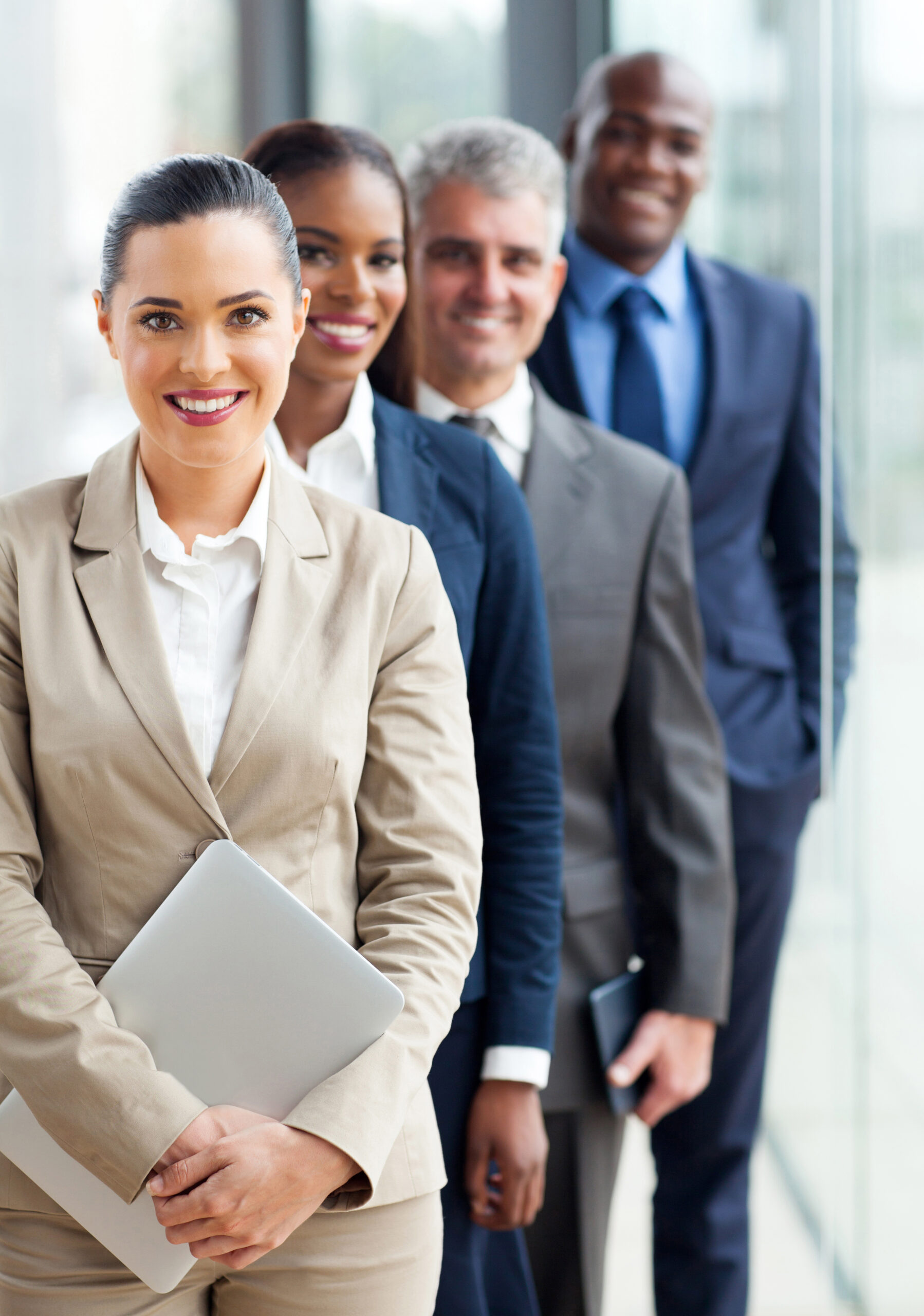 Business people standing in a row