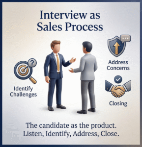 This is an infographic showing the interview as a sales process.